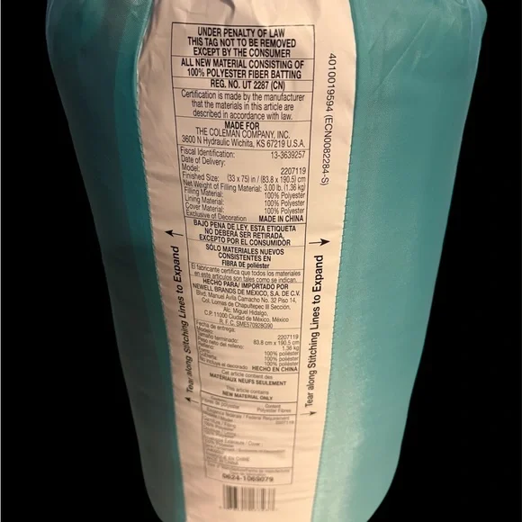 Coleman Flatlands EcoTherm Sleeping Bag in Teal - Picture 4 of 6